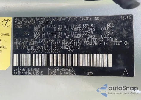 2006 Lexus Rx 330 from USA, damaged, VIN 2T2GA31U16C048924